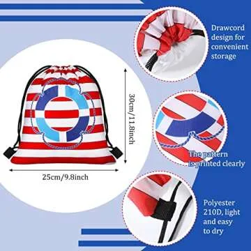 BBTO 24 Pieces Nautical Gift Bags Party Favors Drawstring Bags Cruise Gifts for Nautical Party Supplies(Cool Style)