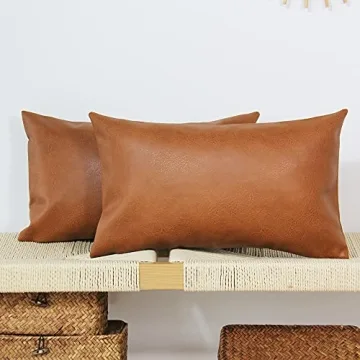 JOJUSIS Modern Leather Throw Pillow Cover 12 x 20 Inch
