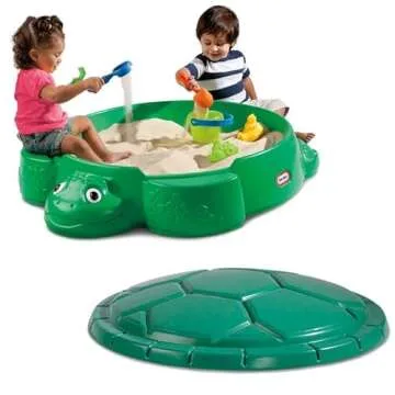 Turtle Sandbox for Playing Outdoor, 38.75 L x 43.25 W x 12.00 H Inches, Green