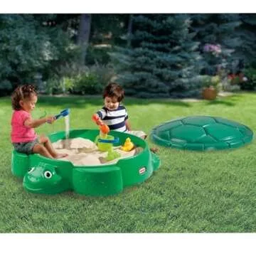 Turtle Sandbox for Playing Outdoor, 38.75 L x 43.25 W x 12.00 H Inches, Green