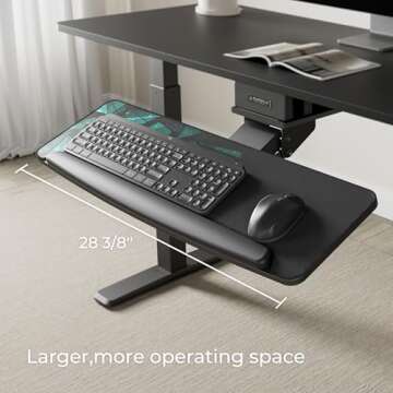 EUREKA ERGONOMIC Height Adjustable Mouse & Keyboard Tray Under Desk, 28x10'' Large Slide Out Swivel ...