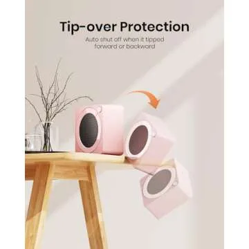 Gaiatop Mini Space Heater, Lightweight PTC Ceramic Fast Heating 500W Energy Efficient for Indoor Use, Overheating & 45° Tip-Over Protection, Portable Desk Electric Heaters for Office Home Pink