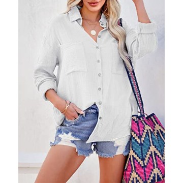 Versatile Saudacdn Cotton Button Down Shirt for Women