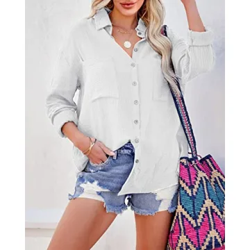 Versatile Saudacdn Cotton Button Down Shirt for Women