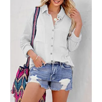 Versatile Saudacdn Cotton Button Down Shirt for Women