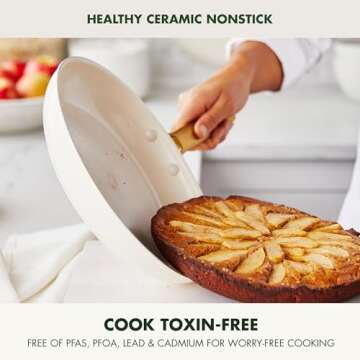 GreenPan Reserve Hard Anodized Healthy Ceramic Nonstick 10 Piece Cookware Pots and Pans Set, Gold-To...