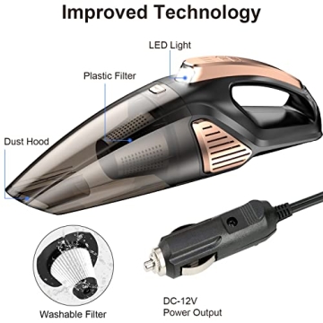 Banaton Car Vacuum Cleaner - 106W Power & LED Light