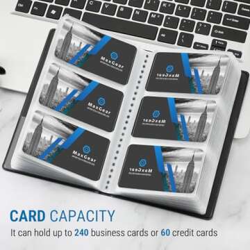 MaxGear Business Card Organizer - 240 Card Capacity, Portable Business Card Holder