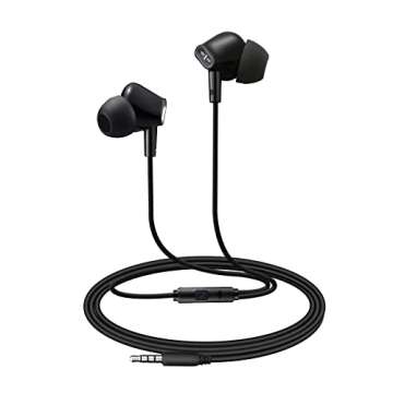 Aylaa Wired Earbuds Headphones for School with Microphone Noise Isolating Stereo Bass in-Ear Earphones – for Smartphones, Tablets, Schools, Ipads, Multiuse - 3.5mm Plug in Audio Jack - Black