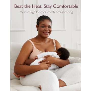 Momcozy Nursing Bras for Breastfeeding, Breathable Mesh Nursing Bras Comfort Maternity Bra Wireless Pregnancy Sleep Bra
