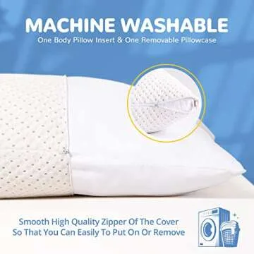 ELEMUSE Full Body Pillow for Adults - Shredded Memory Foam & Zippered Cooling Cover - 20 x 54 Long Pillow for Sleeping - Bed Pillows for Side Sleeper