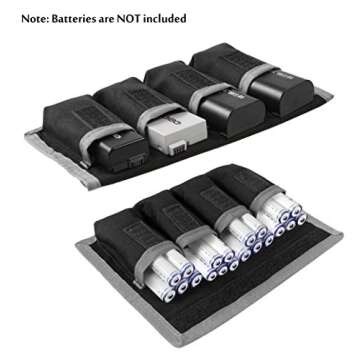 Meking 2 Pcs DSLR Battery Case Holder Storage Bag (4 Pocket) for AA/AAA Battery and LP-E6 LP-E8 LP-E10 LP-E12, EN-EL14 EN-EL15, NP-FW50 NP-F550 NP-FM500H (Gray)