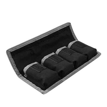 Meking 2 Pcs DSLR Battery Case Holder Storage Bag (4 Pocket) for AA/AAA Battery and LP-E6 LP-E8 LP-E10 LP-E12, EN-EL14 EN-EL15, NP-FW50 NP-F550 NP-FM500H (Gray)