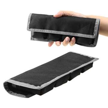 Meking 2 Pcs DSLR Battery Case Holder Storage Bag (4 Pocket) for AA/AAA Battery and LP-E6 LP-E8 LP-E10 LP-E12, EN-EL14 EN-EL15, NP-FW50 NP-F550 NP-FM500H (Gray)