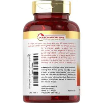 Carlyle Vitamin K2 and D3 Supplement | 300 Softgels | 200mcg K2 MK7 & 10,000 IU D3 | Non-GMO, Gluten Free
