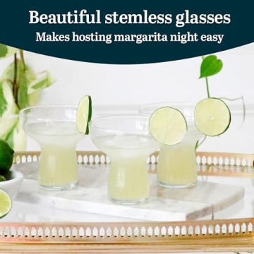 Libbey Stemless Margarita Glasses, Set of 6 Unique Drinkware