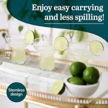 Libbey Stemless Margarita Glasses, Set of 6 Unique Drinkware