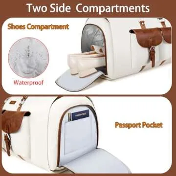 Garment Duffle Bag for Travel - Convertible Carry on Garment Duffel Travel Bag for Women Men Large Weekender Bag with Shoes Pouch 2 in 1 Hanging Suit Travel Duffel Bag 3pcs Set