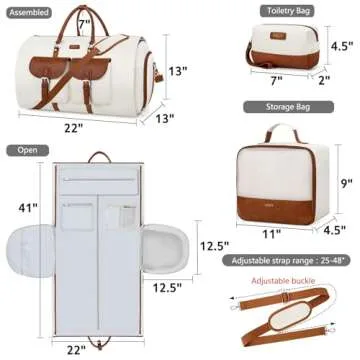 Garment Duffle Bag for Travel - Convertible Carry on Garment Duffel Travel Bag for Women Men Large Weekender Bag with Shoes Pouch 2 in 1 Hanging Suit Travel Duffel Bag 3pcs Set