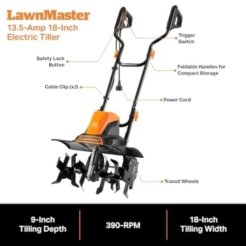 LawnMaster TE1318W1 Electric Tiller Powerful Soil Cultivation
