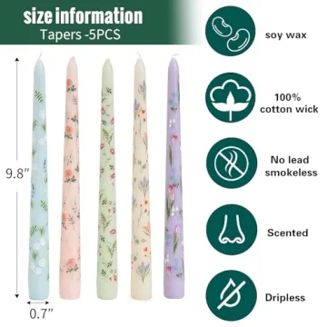 Elegant Floral Taper Scented Candles for Holidays