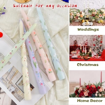 Elegant Floral Taper Scented Candles for Holidays