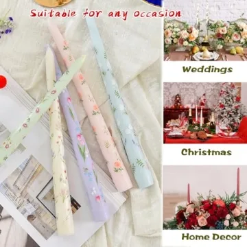 Elegant Floral Taper Scented Candles for Holidays