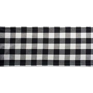 DII Buffalo Check Collection, Classic Farmhouse Table Runner, 14x108, Black & White