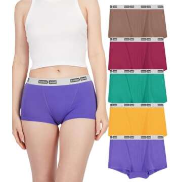 BAMBOO COOL Womens Boxer Briefs Underwear Soft Stretch Boy Shorts Panties for Women, 5-Pack S