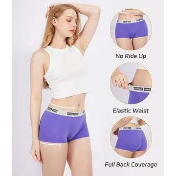 BAMBOO COOL Womens Boxer Briefs Underwear Soft Stretch Boy Shorts Panties for Women, 5-Pack S