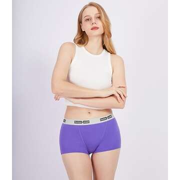 BAMBOO COOL Womens Boxer Briefs Underwear Soft Stretch Boy Shorts Panties for Women, 5-Pack S