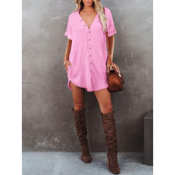 Paintcolors Women's Cotton Button Down Tunic Shirt