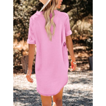 Paintcolors Women's Cotton Button Down Tunic Shirt