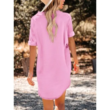 Paintcolors Women's Cotton Button Down Tunic Shirt