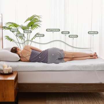 Memory Foam Mattress Topper - 7-Zone Bed Topper with Air Mattress Cover - Cooling Gel Bed Mattress P...