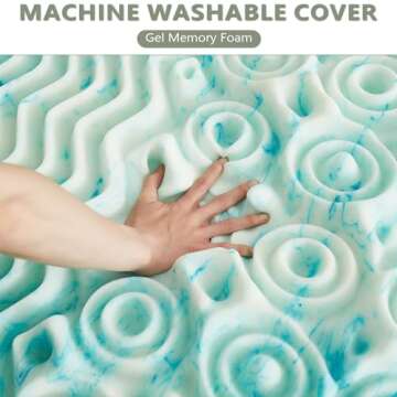 Memory Foam Mattress Topper - 7-Zone Bed Topper with Air Mattress Cover - Cooling Gel Bed Mattress Pad for Back Pain