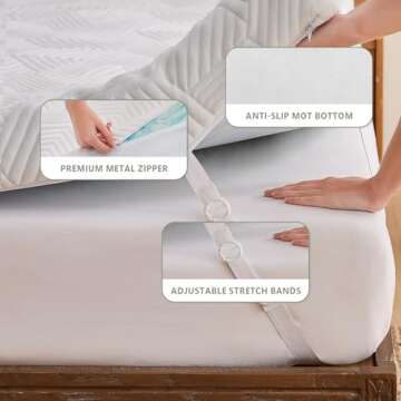 Memory Foam Mattress Topper - 7-Zone Bed Topper with Air Mattress Cover - Cooling Gel Bed Mattress Pad for Back Pain
