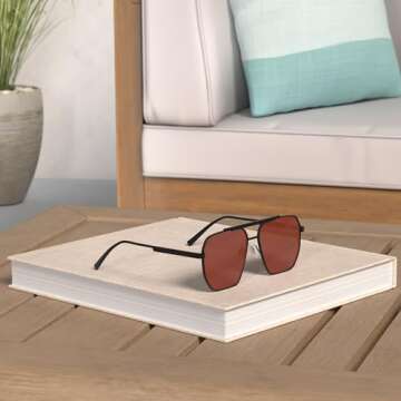 SOJOS Retro Oversized Square Polarized Sunglasses for Women and Men Vintage Shades Classic Large Metal Sun Glasses with Black/Red Lens