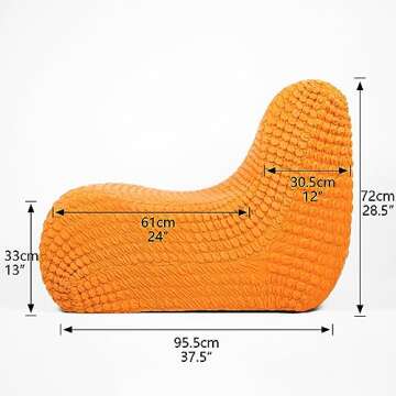 N&V Single Seated Foam Sofa, Armless Floor Sofa, One Piece High Density Foam, Removable and Machine Washable Cover, Orange