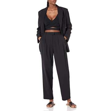 The Drop Women's Dylan Pleated Straight Pant, Black, S