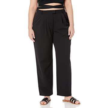 The Drop Women's Dylan Pleated Straight Pant, Black, S