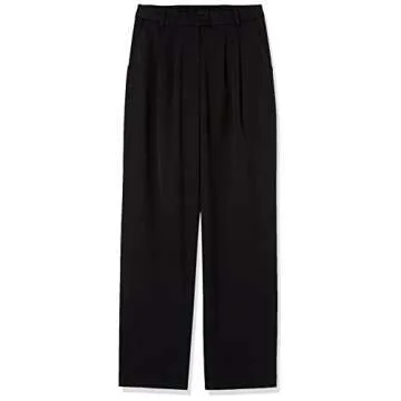The Drop Women's Dylan Pleated Straight Pant, Black, S