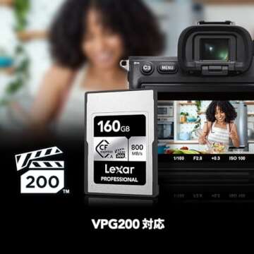 Lexar 160GB Professional CFexpress Type A SILVER Series Memory Card, Compatible with Sony Cameras w/ Type A Card Slot, Up to 800/700 MB/s Read/Write, 8K Video, VPG 200 (LCAEXSL160G-RNENG)