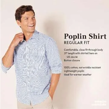 Amazon Essentials Men's Regular-Fit Long-Sleeve Casual Poplin Shirt - White, Medium