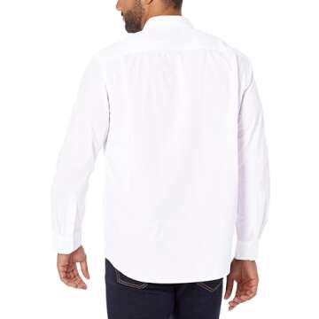 Amazon Essentials Men's Regular-Fit Long-Sleeve Casual Poplin Shirt, White, Medium