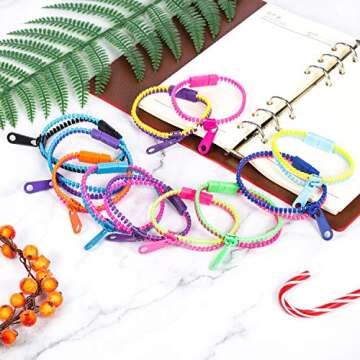 20 Pieces Zipper Bracelets Fidget Toys 7.5 Inches Sensory Toys Bracelet for Birthday, Party Favors, ...