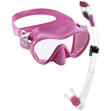 Cressi Italian Boutique Collection - Tempered Glass Lens Frameless Scuba Snorkeling Dive Mask - Splash Guard Dry Snorkel Set