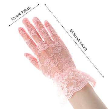 QPIXVB Pink Lace Gloves, Lace Gloves Women, Tea Party Gloves, Pink Gloves, Bridal Wedding Gloves,Sun...