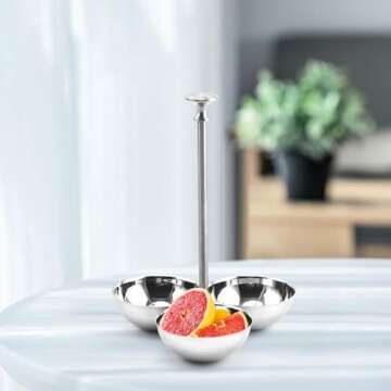 DimyFew Snack Stand with Bowls Snack Serving Bowl Candy Appetizer Nuts Buffet Condiment Server 3 Compartment Condiment Serving Bowl, A