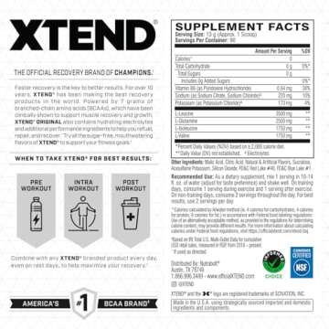 XTEND Original BCAA Powder Knockout Fruit Punch | Sugar Free Post Workout Muscle Recovery Drink with...